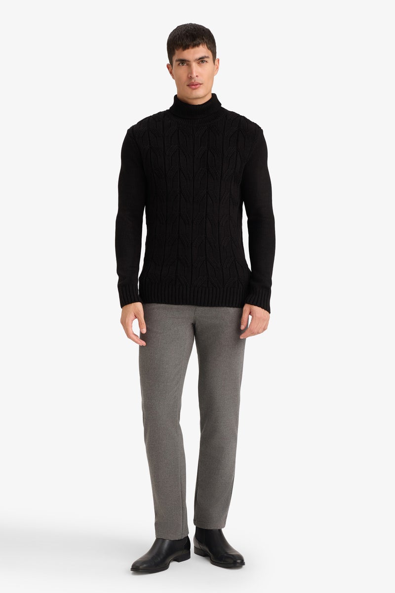 DeFacto Black Man Standard Fit Turtleneck Knitwear Pullover Casual - Image 2